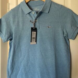 Vineyard Vines Boys Size 8-10 Coastline Blue Short Sleeve Polo